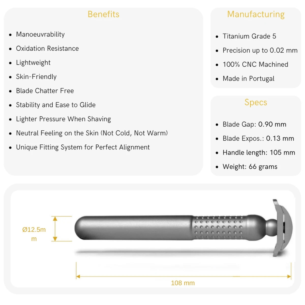 Masamune Nodachi DE razor, Closed Comb, Titanium