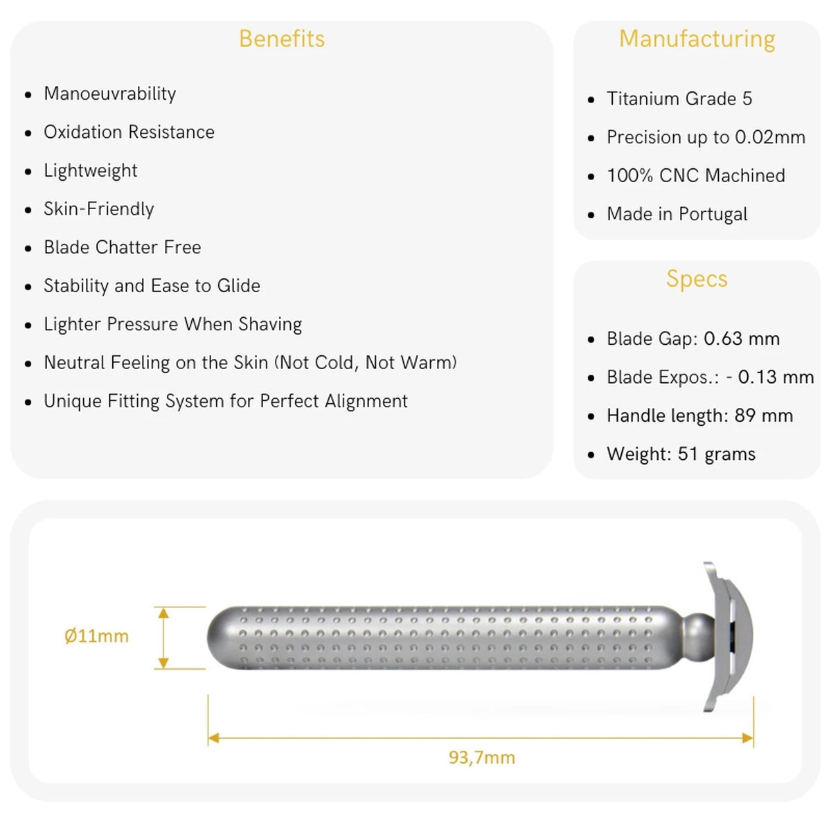Masamune DE razor, Closed Comb, Titanium