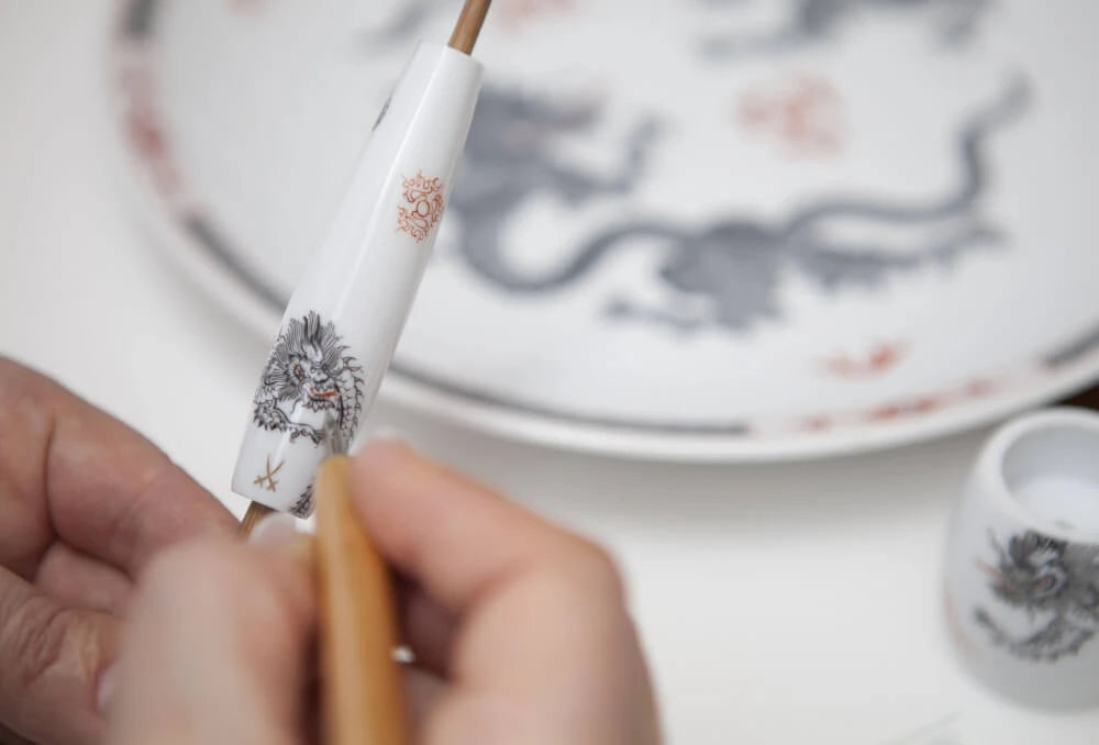 Meissen Porcelain Silvertip Shaving Brush, Porcelain