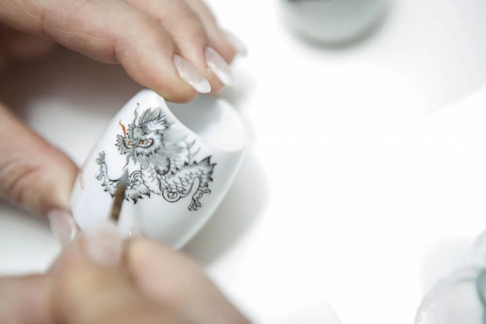 Meissen Porcelain Silvertip Shaving Brush, Porcelain