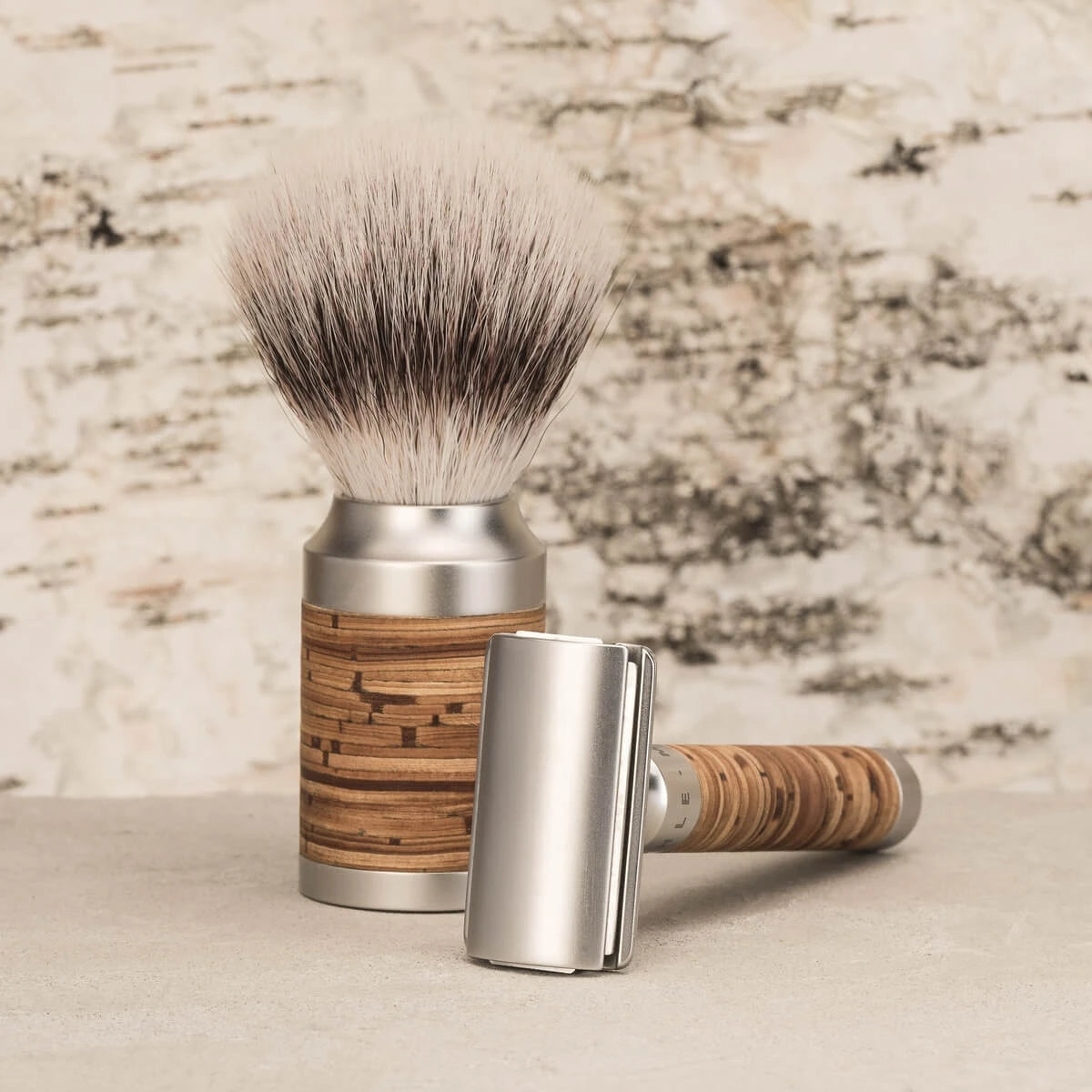 Silvertip Fibre® Shaving Brush, 21 mm, Rocca, Stainless steel & Birch bark