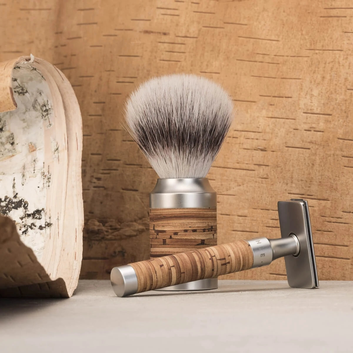Silvertip Fibre® Shaving Brush, 21 mm, Rocca, Stainless steel & Birch bark
