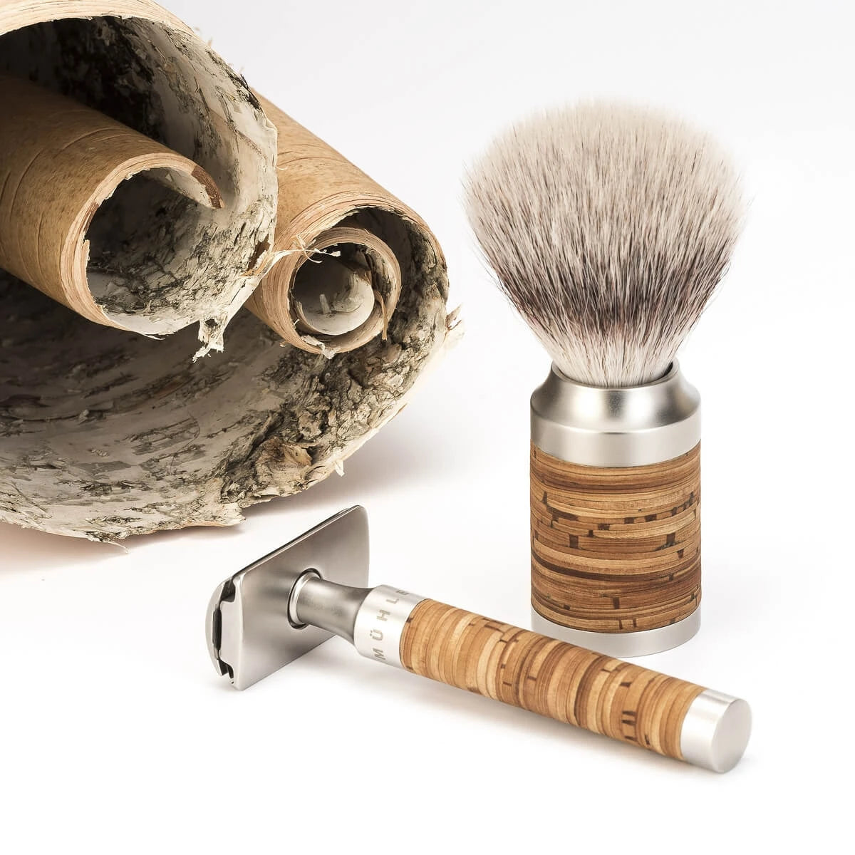 Silvertip Fibre® Shaving Brush, 21 mm, Rocca, Stainless steel & Birch bark