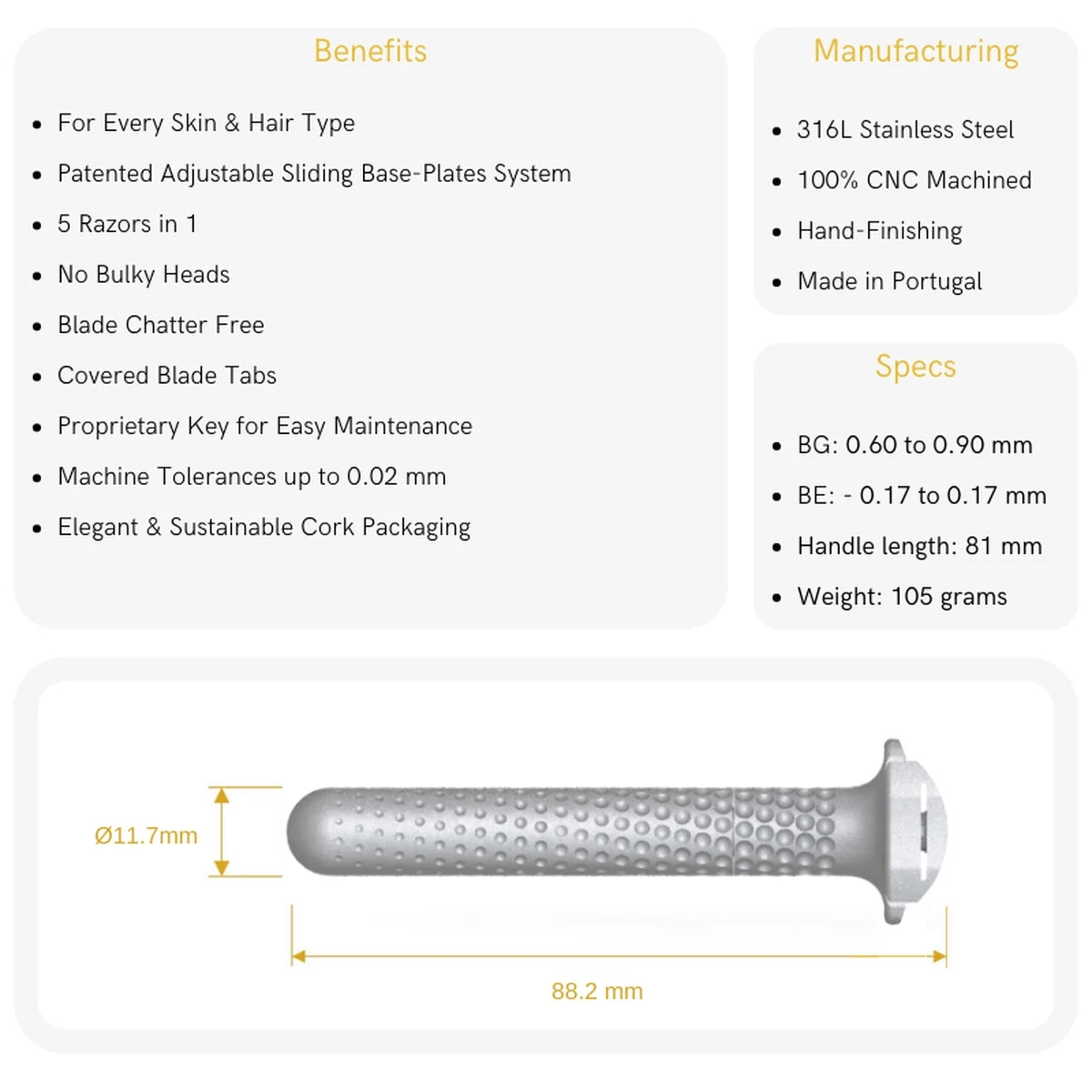 Muramasa, Adjustable DE razor, Stainless steel