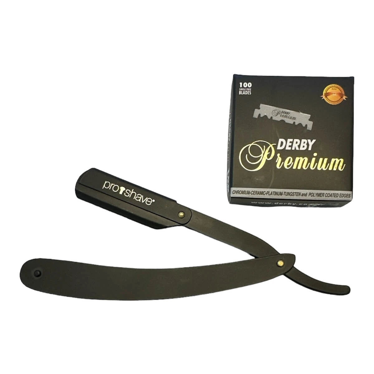 Straight Razor for interchangeable blades, S1, Black + 100 Derby Blades