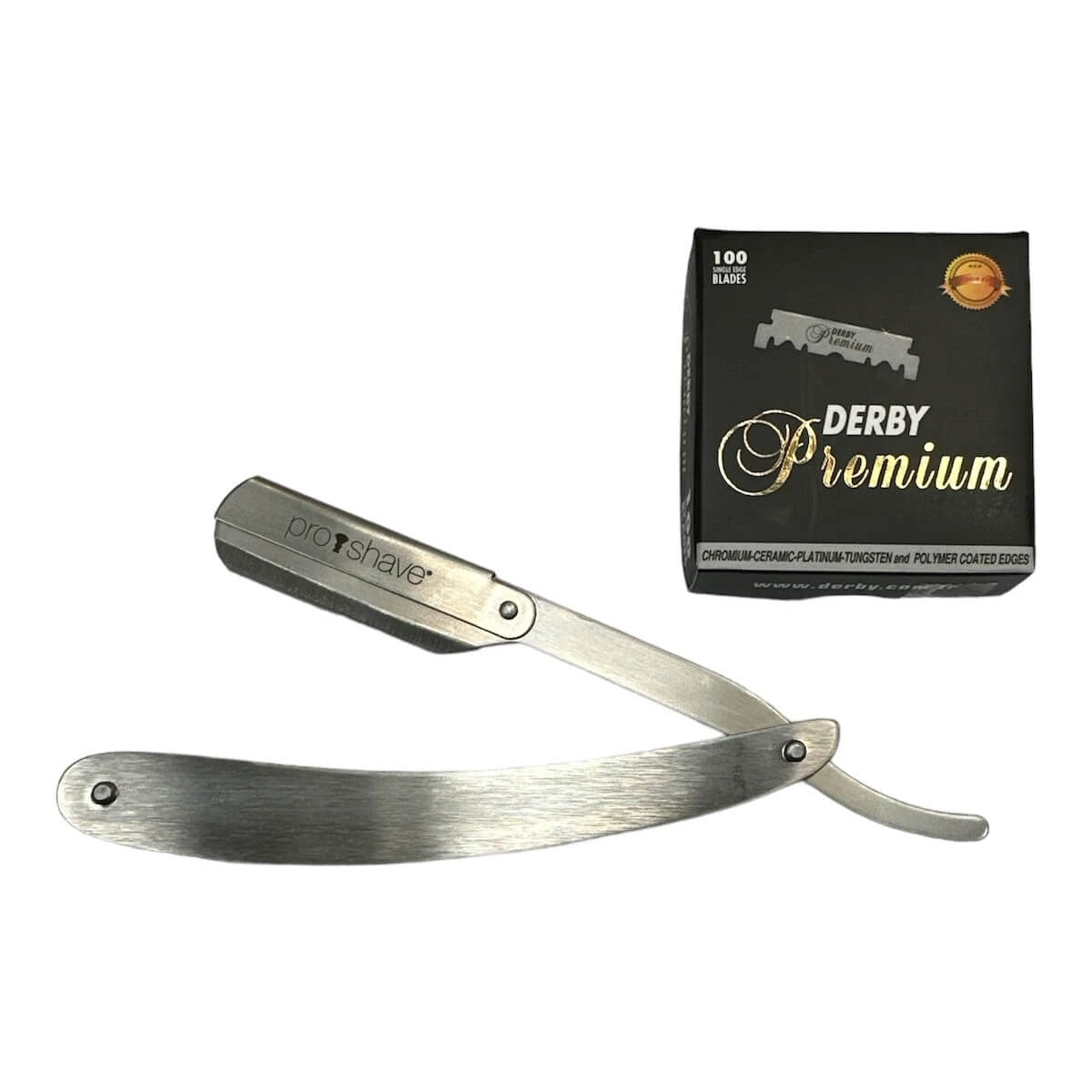 Straight Razor for interchangeable blades, S3, Steel + 100 Derby Blades