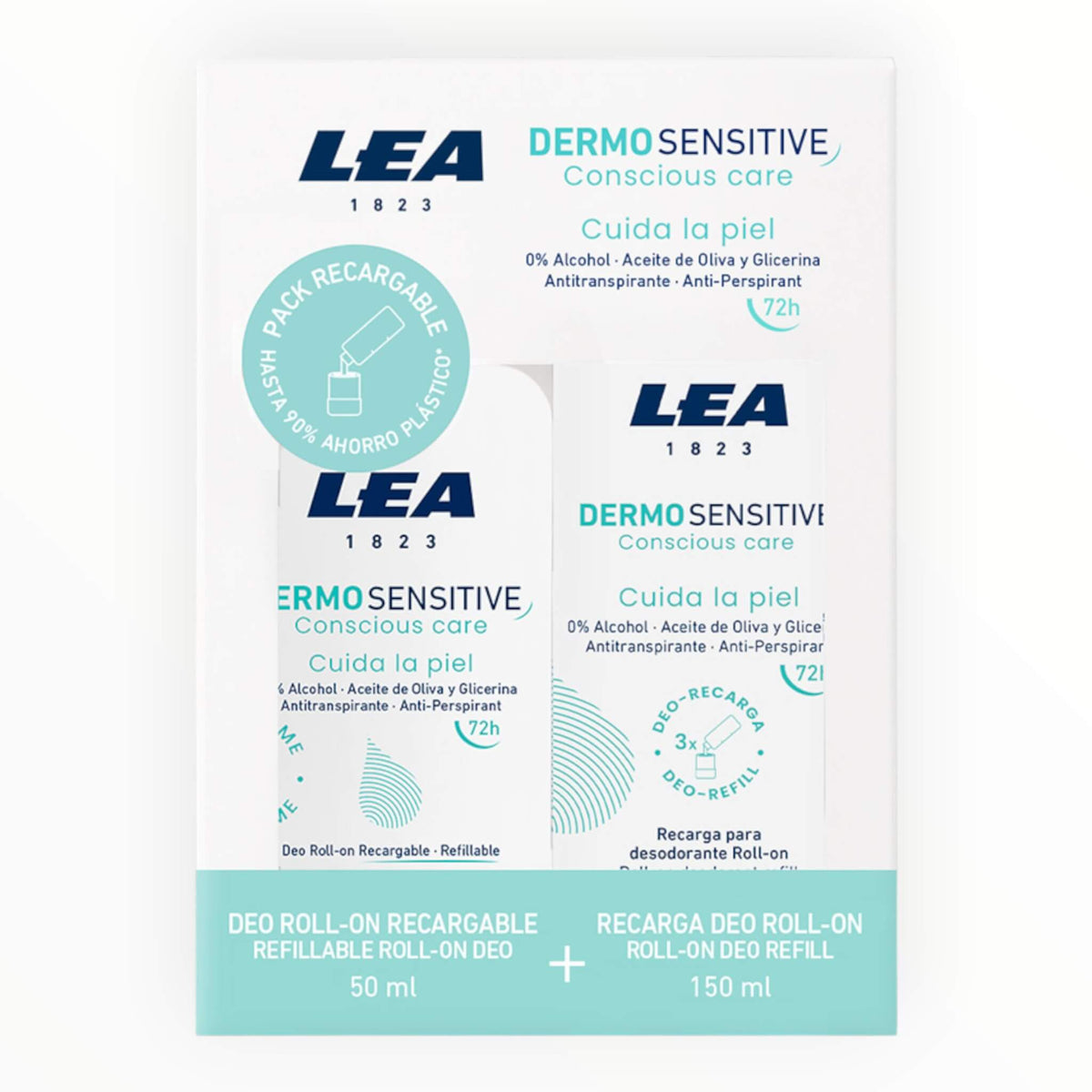 Gift Set with Refillable Roll-On Deodorant + Refill, Dermo Sensitive
