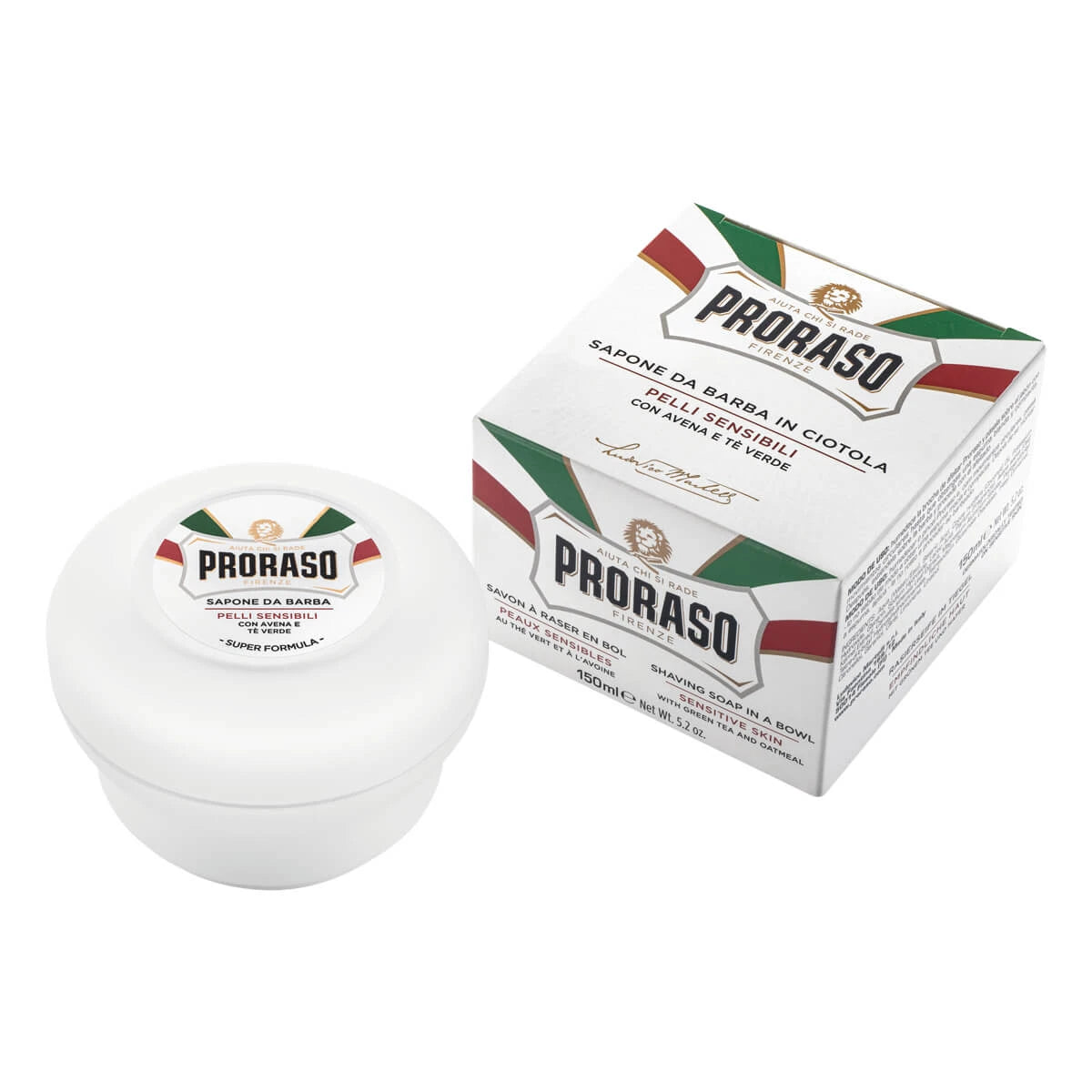 Shaving soap in bowl - Sensitive, Green Tea & Oat, 150 ml.