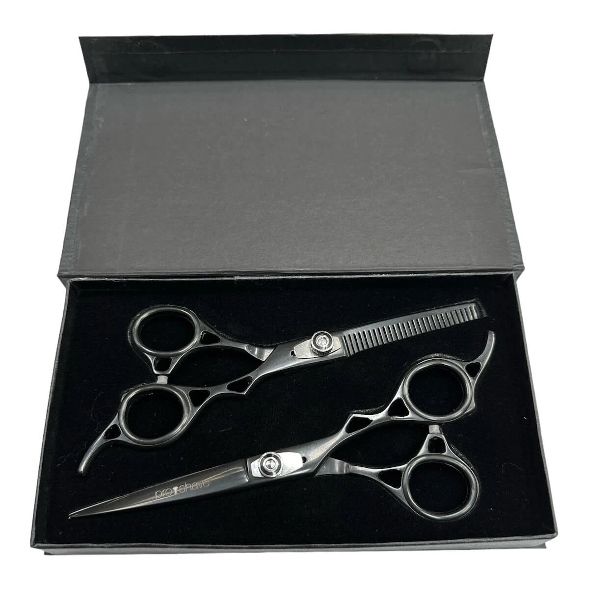 Hairdressing Scissors, Set of Hairdressing Scissors and Thinning Scissors, Black