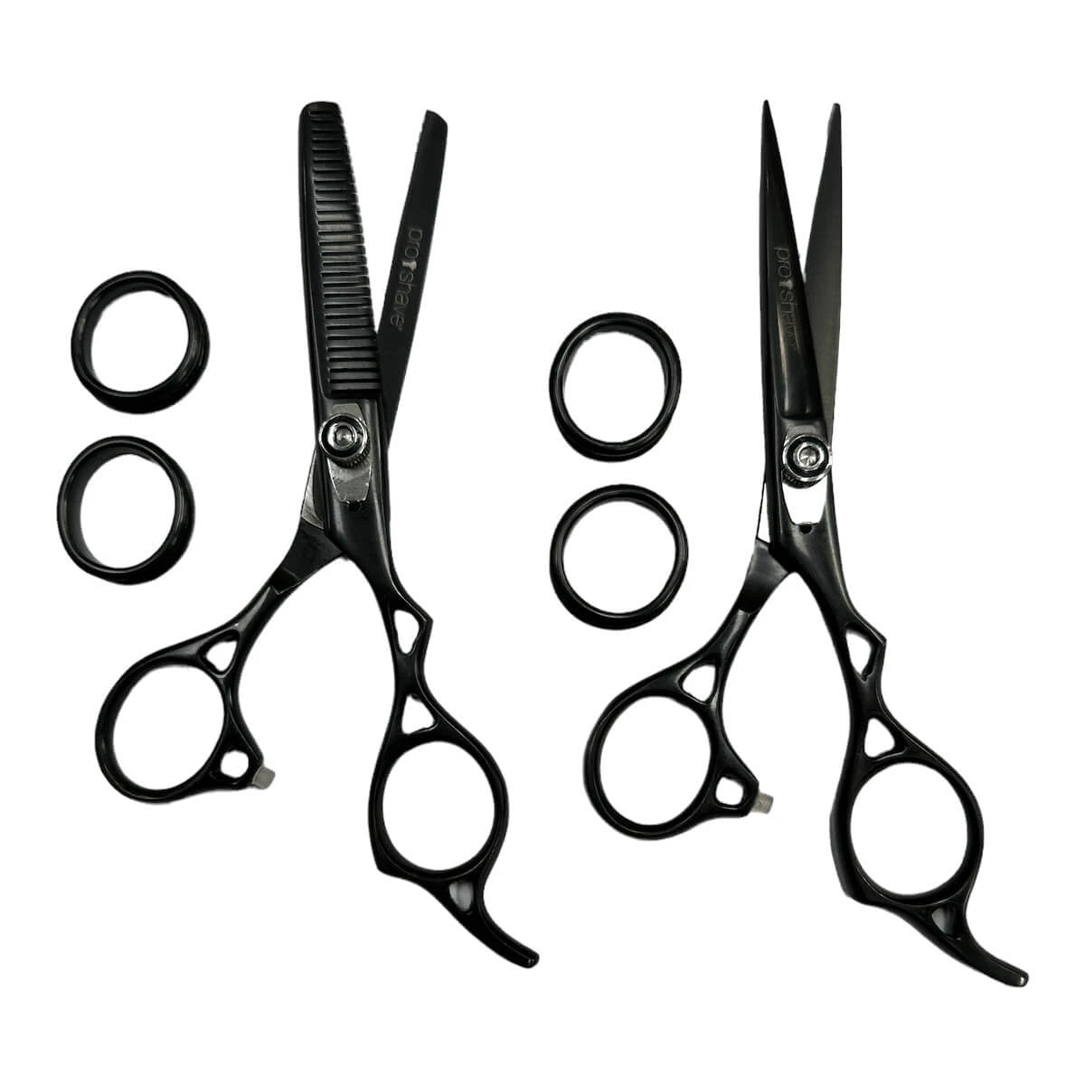 Hairdressing Scissors, Set of Hairdressing Scissors and Thinning Scissors, Black