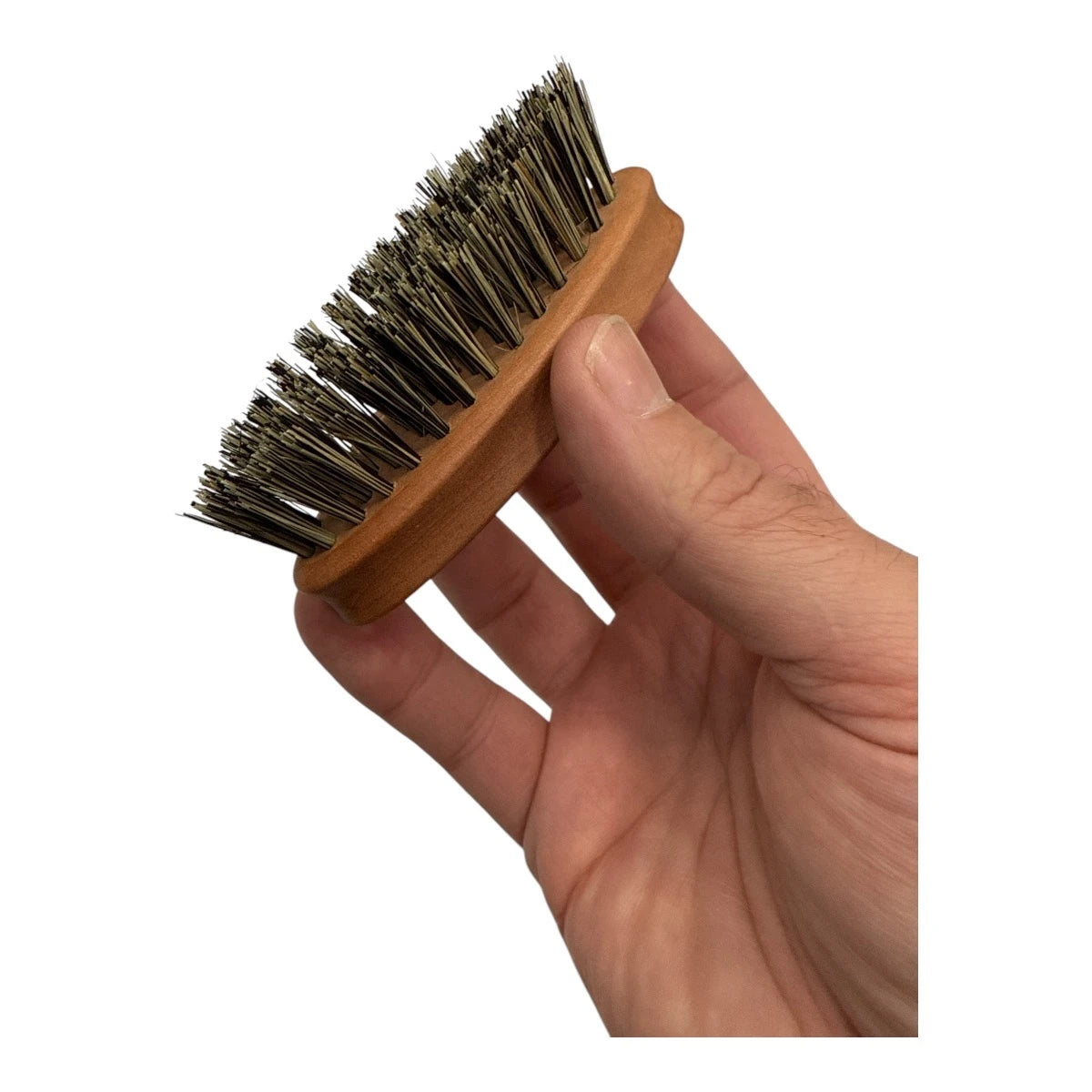 Beard brush in pear wood, Grey fibers (vegan)