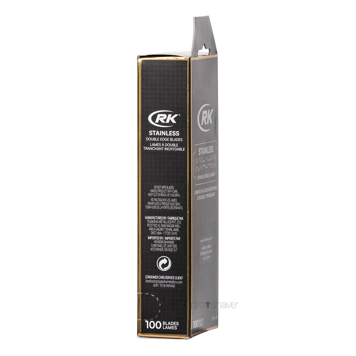 RK Shaving Stainless DE razor blades, 1 bar, 20x5 pcs (100 pcs)