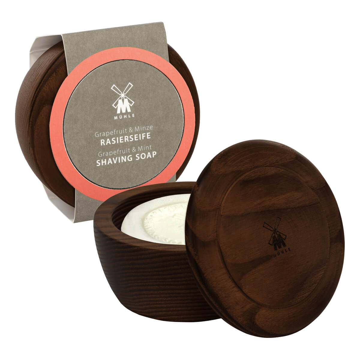 Shaving soap in wooden bowl, Grapefruit & Mint, 65 gr.