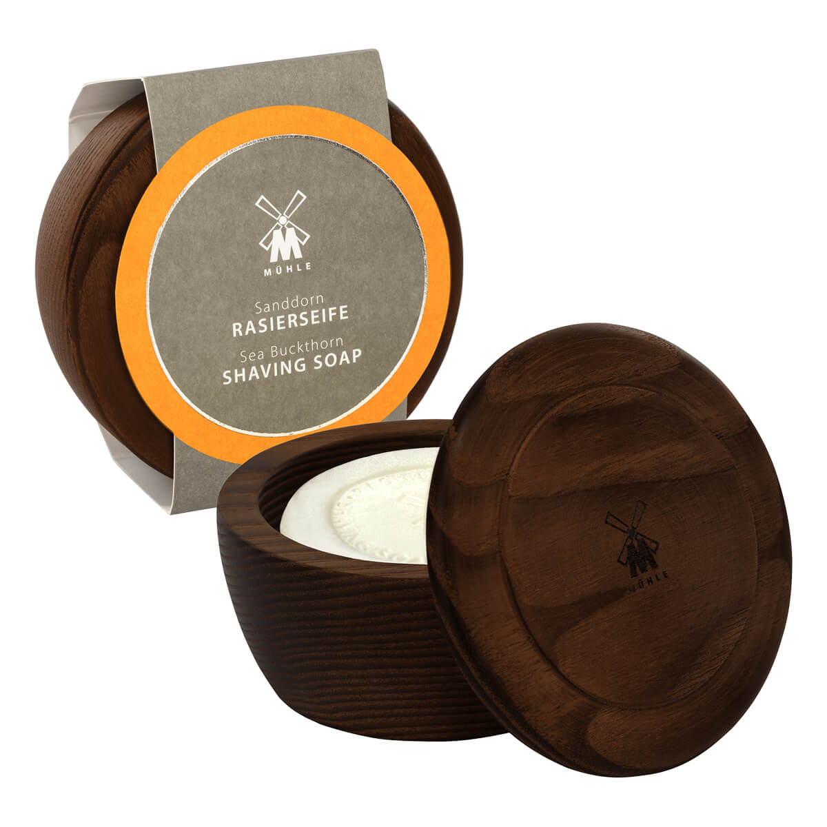 Shaving soap in wooden bowl, Sea buckthorn, 65 gr.