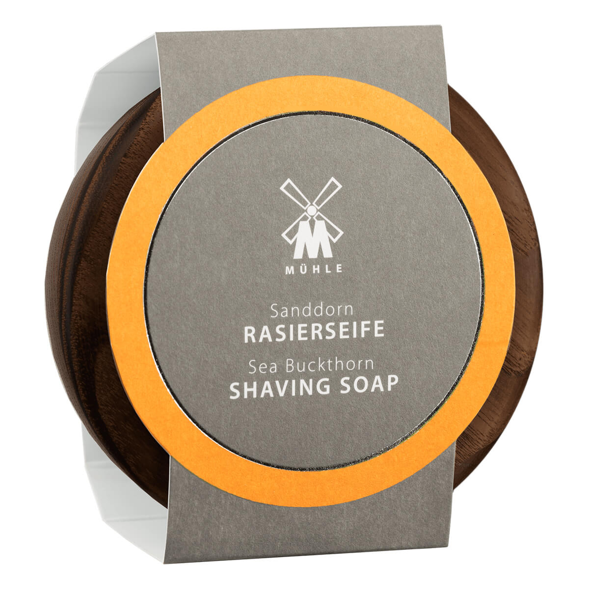 Shaving soap in wooden bowl, Sea buckthorn, 65 gr.
