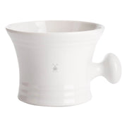 Porcelain shaving bowl with high rim and handle, White