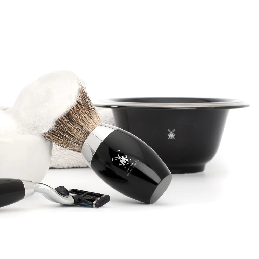 Shaving bowl in porcelain, Black, Ø12