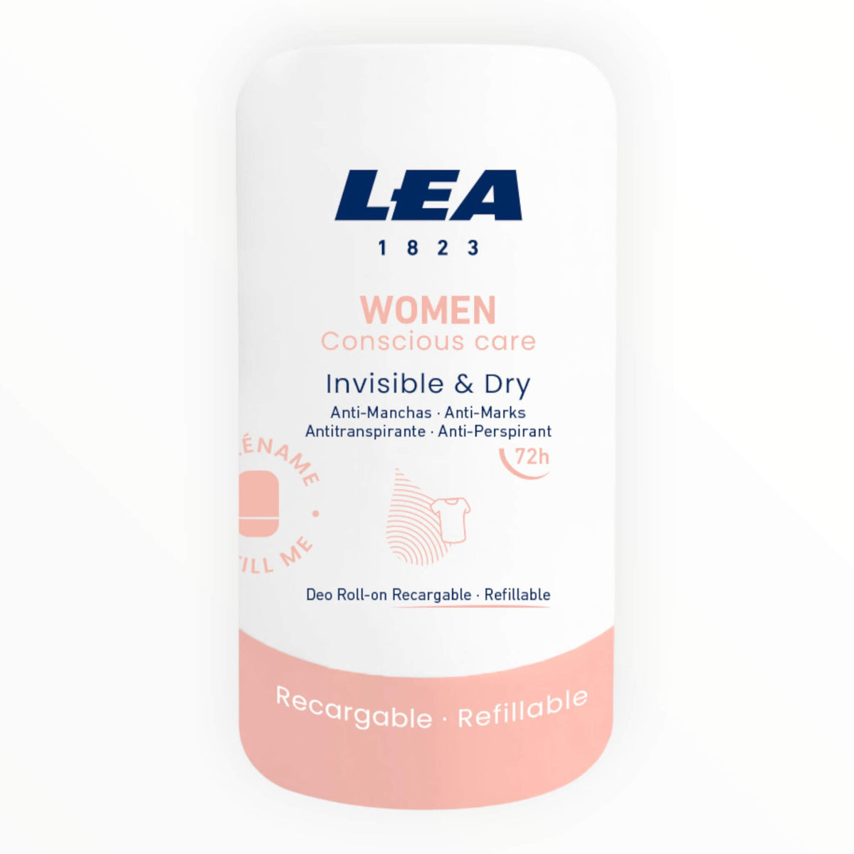 Refillable Roll-On Deodorant, Invisible & Dry, Women, 50 ml.