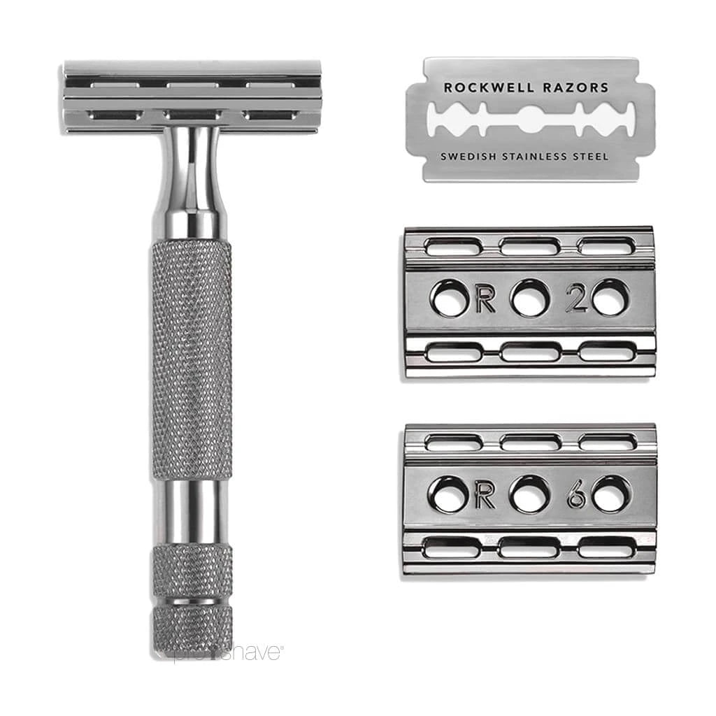 Rockwell Razor Plate R4 DE razor with 6 adjustments in dark chrome from Rockwell – Proshave
