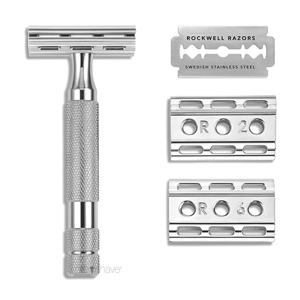 6C Adjustable DE razor, White Chrome