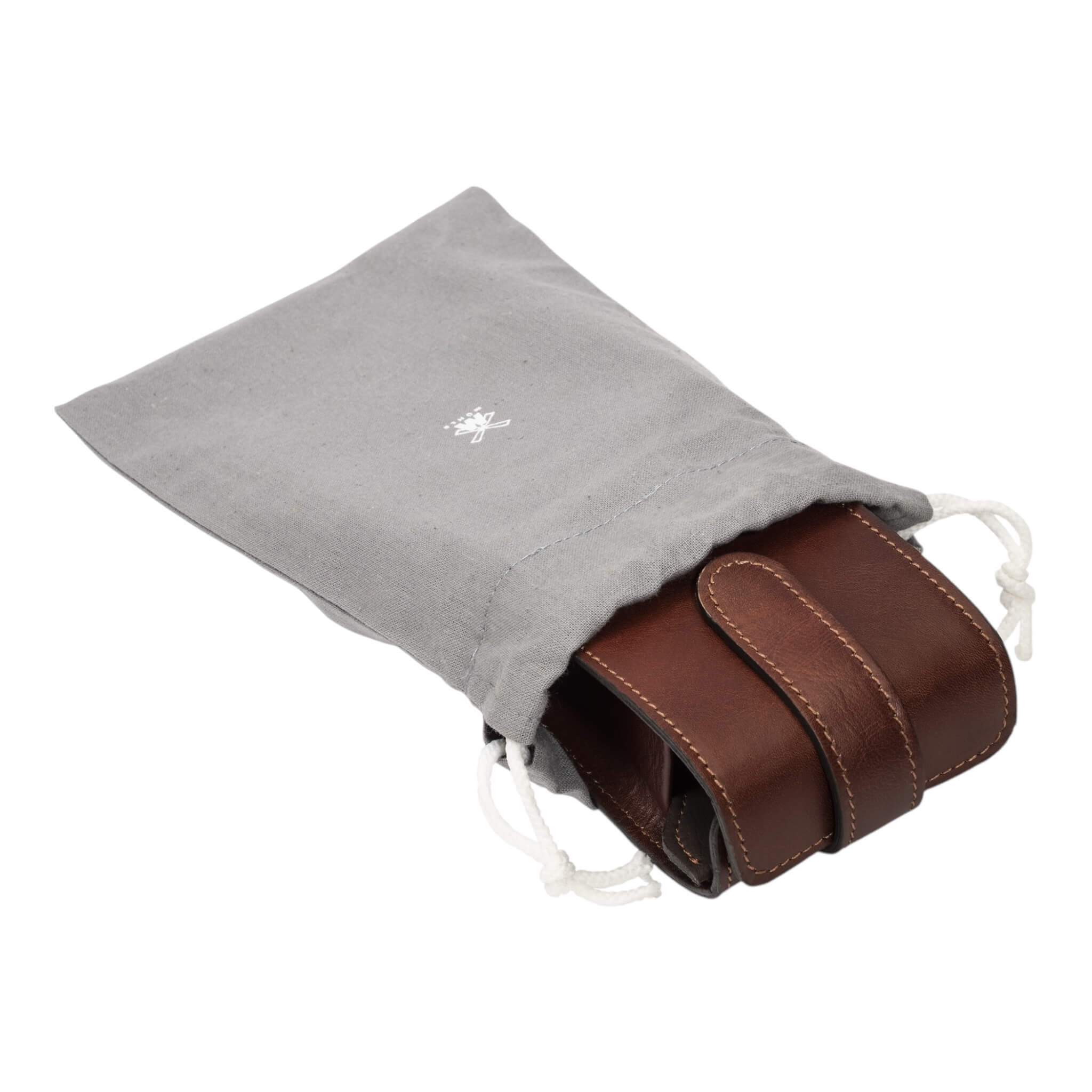 Travel case for Shaver and brush, Brown leather