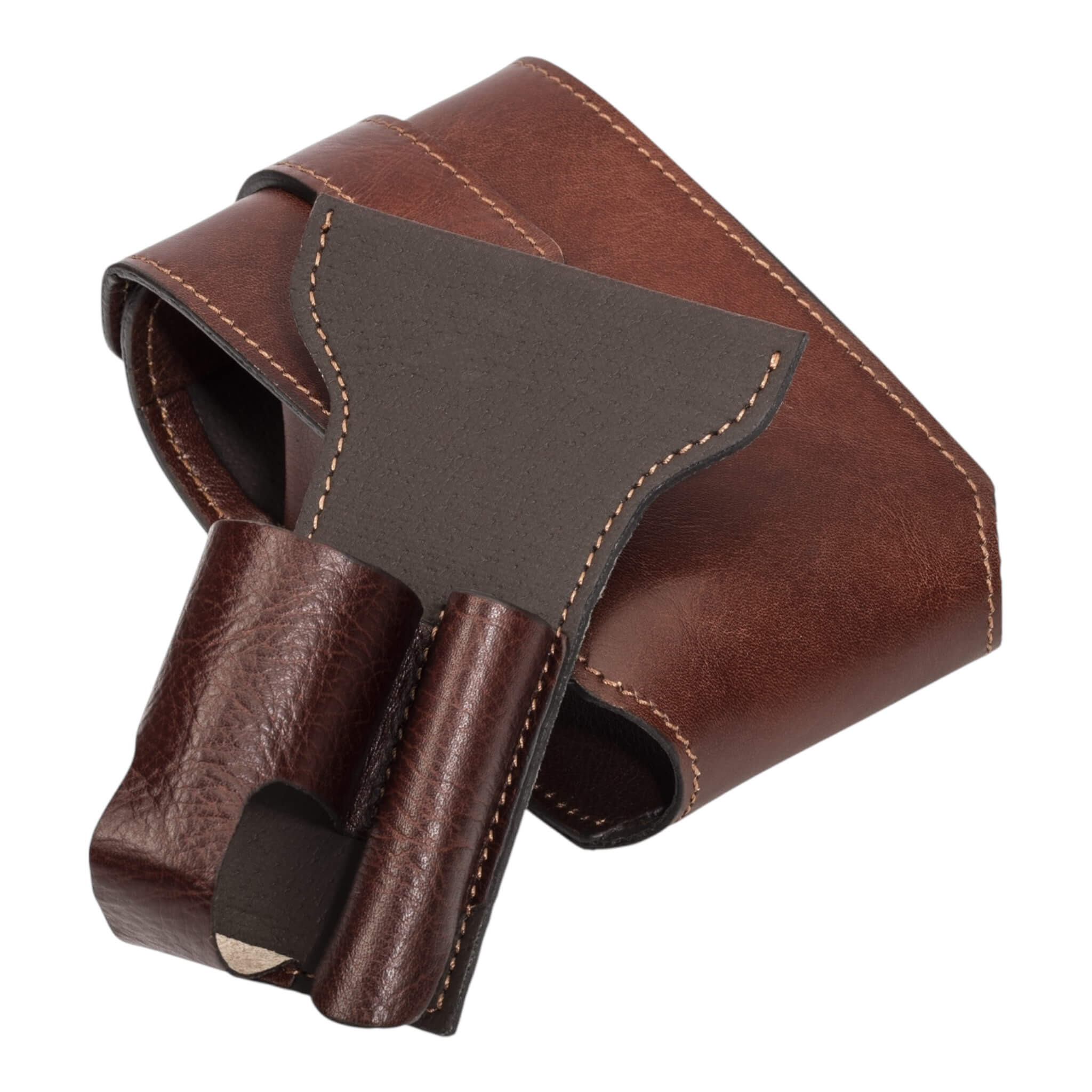Travel case for Shaver and brush, Brown leather