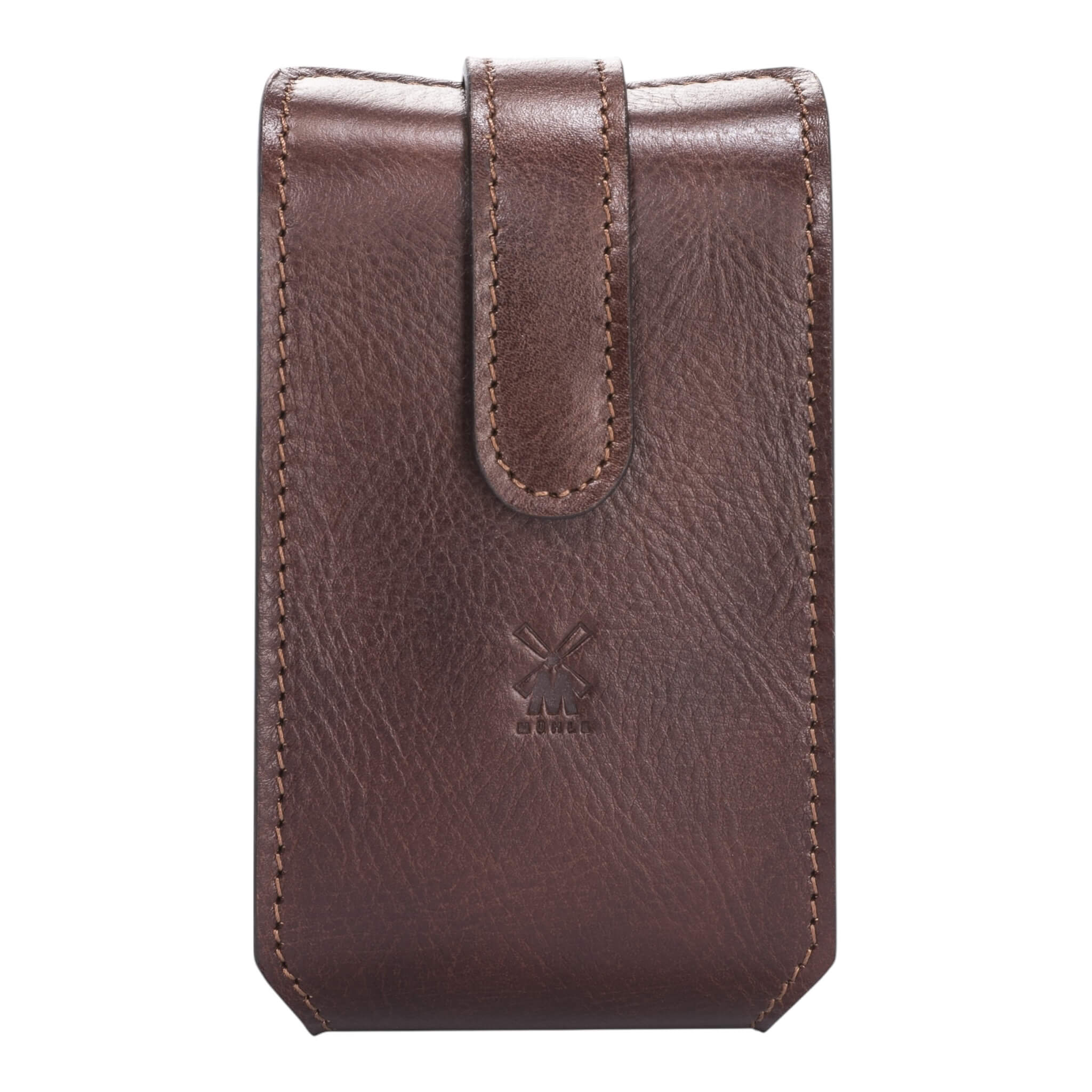 Travel case for Shaver and brush, Brown leather