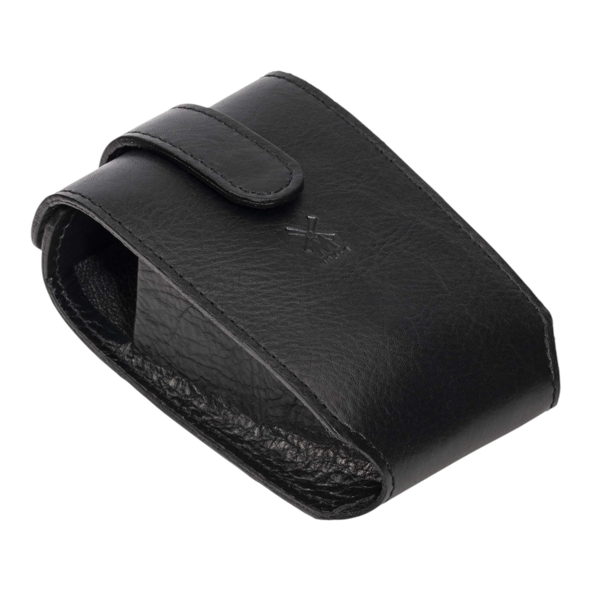 Travel case for Shaver and brush, Black leather
