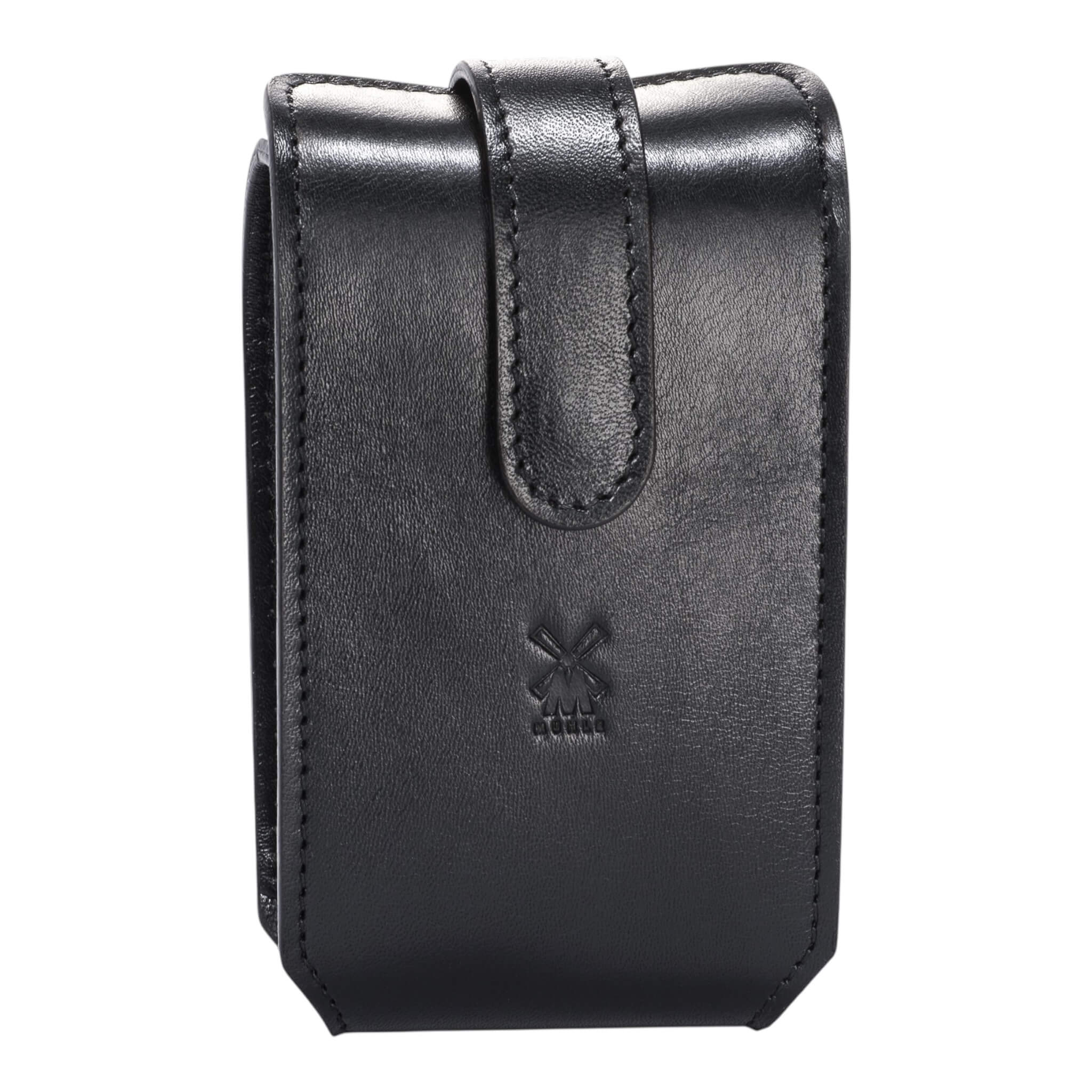 Travel shaving kit with Shaver and Brush, Black leather