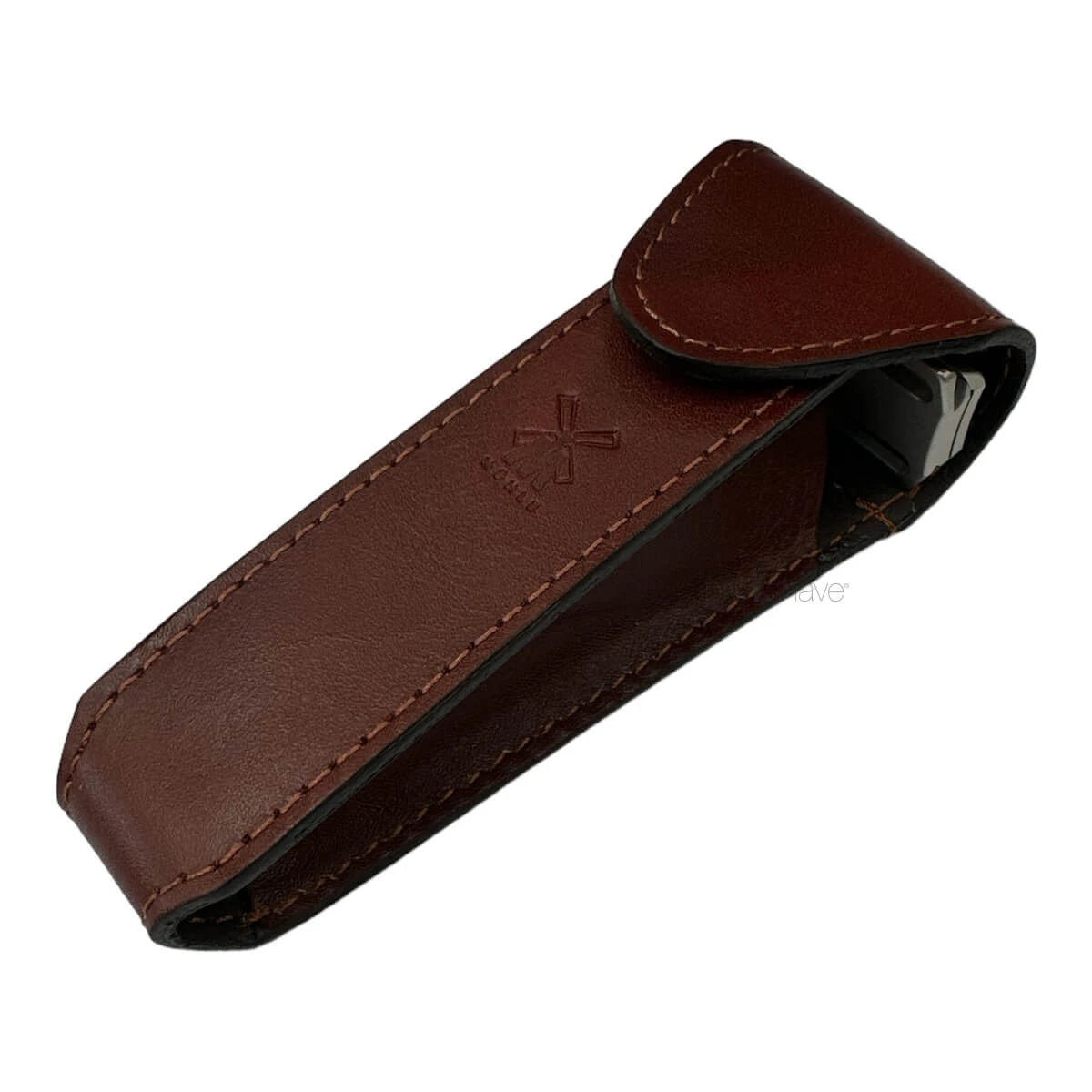 Leather case for DE razor, Brown