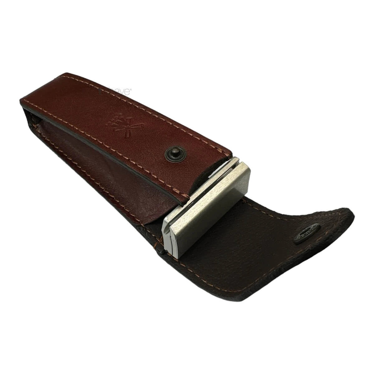 Leather case for DE razor, Brown