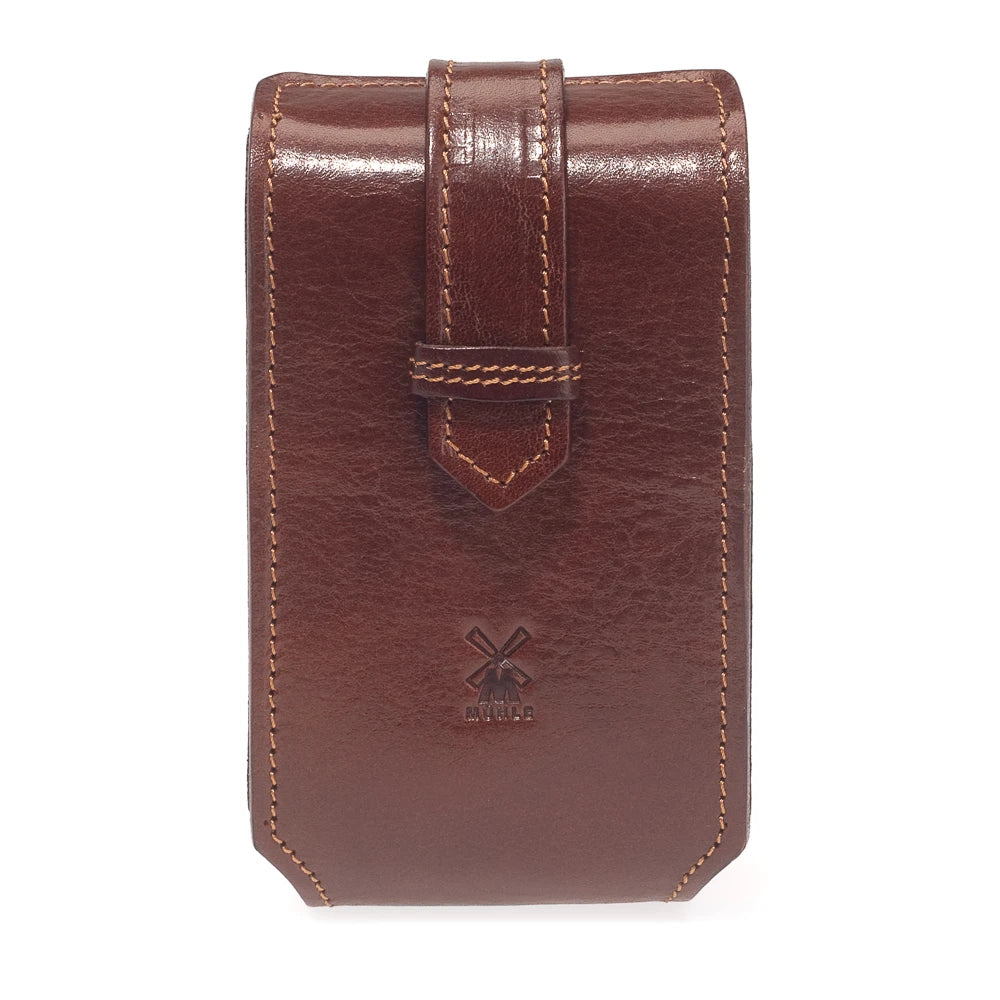 Travel shaving kit with Shaver and Brush, Brown leather