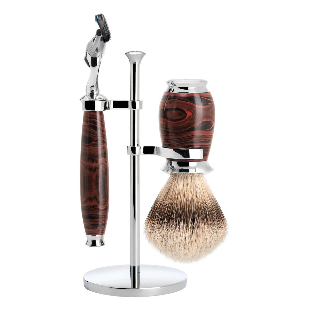 Shaving kit with Fusion Shaver, Shaving Brush and Holder, Purist, Ebonite