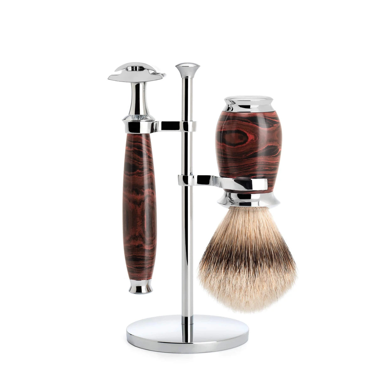Shaving kit with DE razor, Shaving Brush and Holder, Purist, Ebonite
