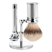 Shaving kit with DE razor (open comb), Shaving brush and holder, Traditional