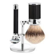 Shaving kit with DE razor, Shaving Brush and Holder, Traditional, Black