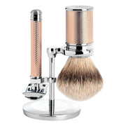 Shaving set with DE razor, Shaving brush and holder, Traditional, Rosegold