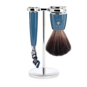 Shaving kit with Fusion Shaver, Fibre Shaving Brush and Holder, Rytmo, Petroleum Blue