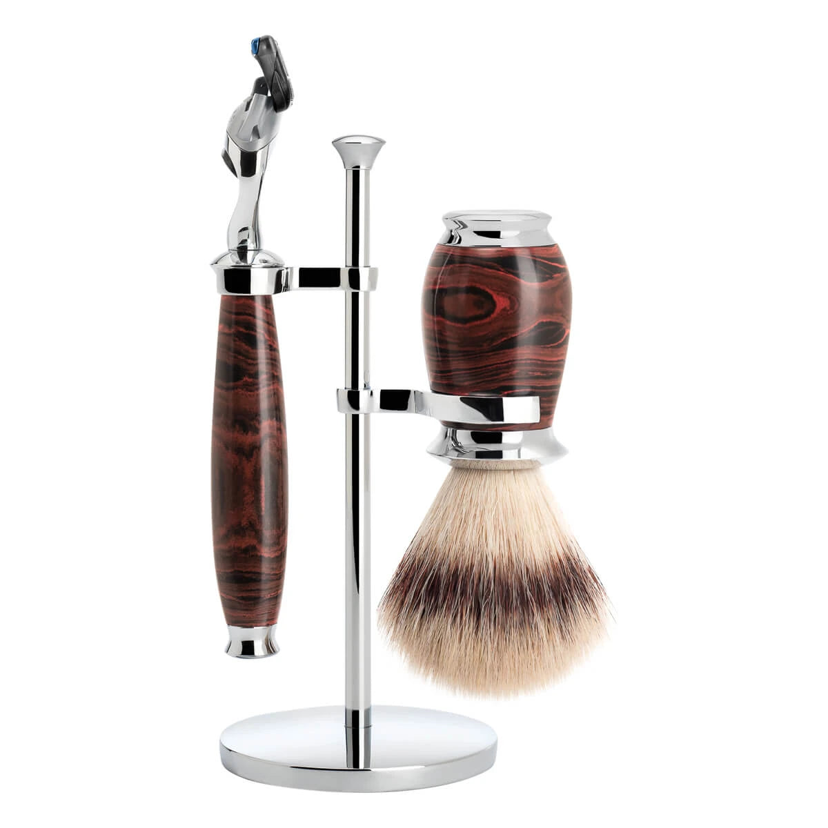 Shaving kit with Fusion Shaver, Silvertip Fibre® Shaving Brush and Holder, Purist, Ebonite