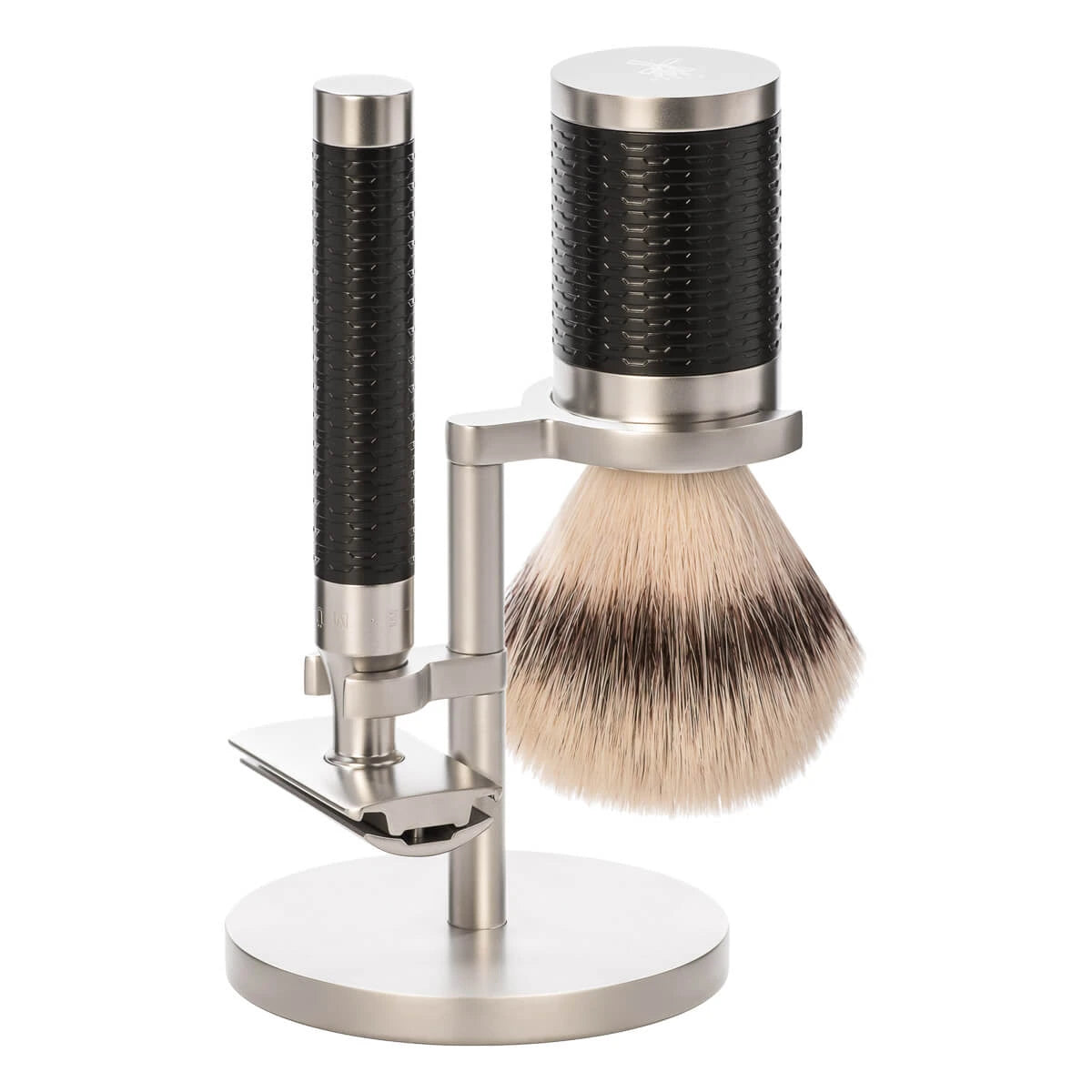 Shaving kit with DE razor, Fibre Shaving Brush and Holder, Rocca, Stainless steel