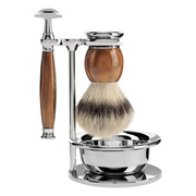 Shaving set with DE razor, Fibre Shaving Brush, Holder and Bowl, Sophist, Ironwood