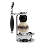 Shaving set with Shaver, Shaving Brush, Holder and Bowl, Sophist, Black Resin