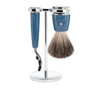 Shaving kit with Mach3 Shaver, Shaving brush and holder, Rytmo, Petroleum blue