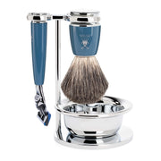 Shaving set with Fusion Shaver, Shaving Brush, Holder and Bowl, Rytmo, Petroleum Blue