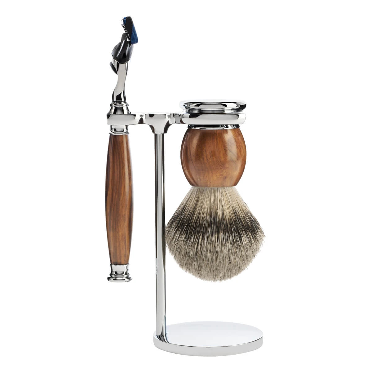 Shaving set with Shaver, Shaving Brush and Holder, Sophist, Ironwood