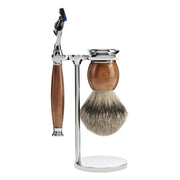 Shaving set with Shaver, Shaving Brush and Holder, Sophist, Ironwood