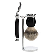 Shaving set with Mach3 Shaver, Shaving Brush and Holder, Sophist, Black Resin