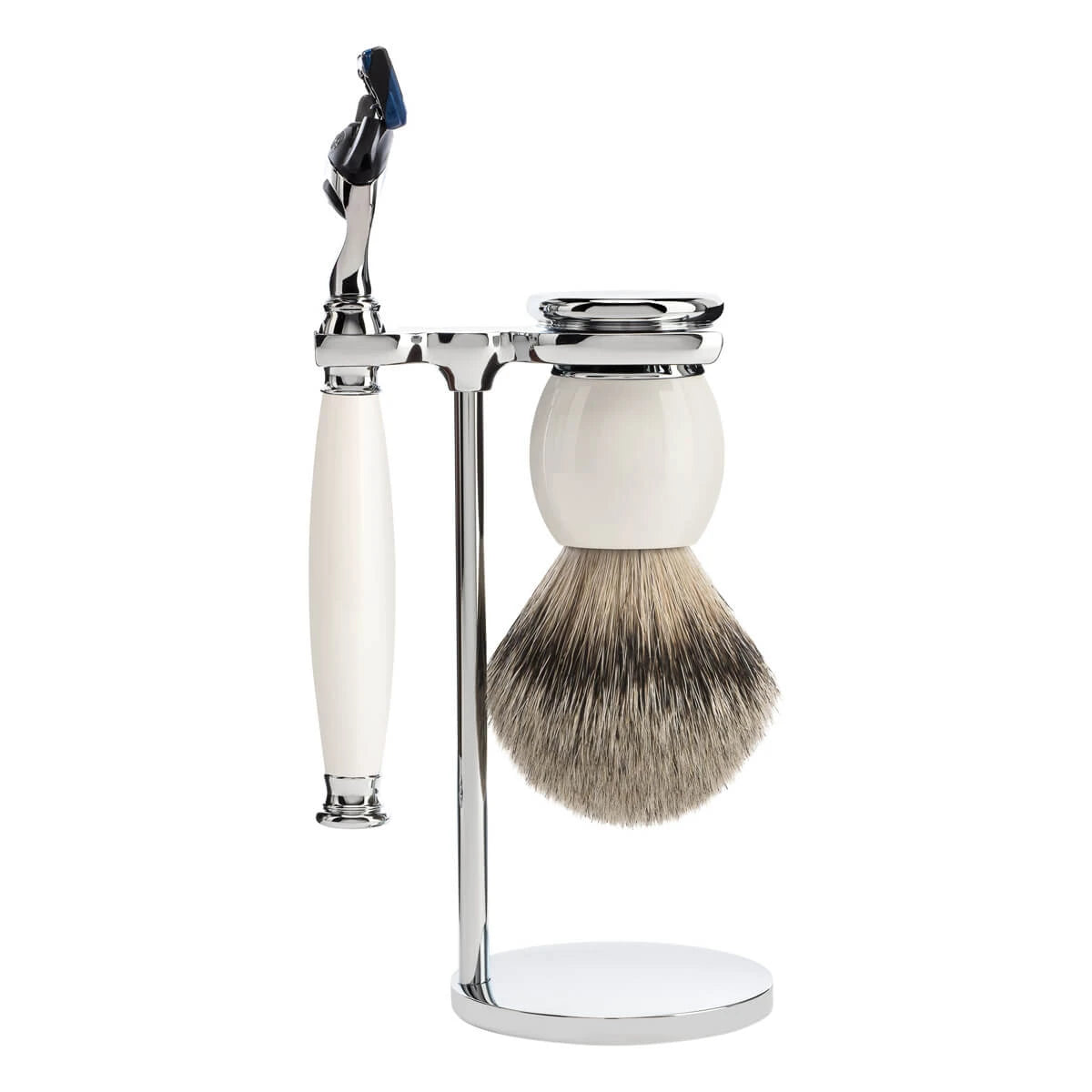 Shaving set with Shaver, Silvertip Shaving Brush and Holder, Sophist, Porcelain