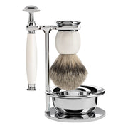 Shaving set with DE razor, shaving brush, holder and bowl, Sophist, Porcelain
