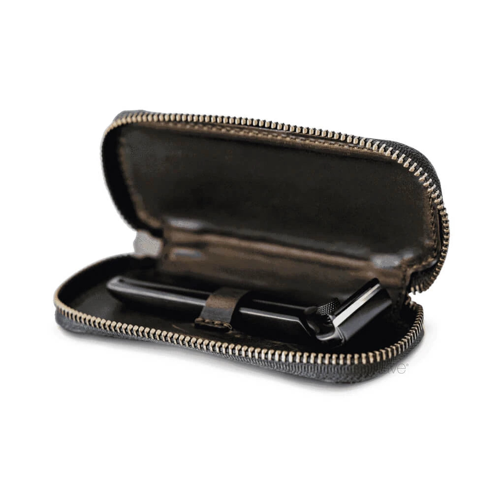Leather case for Single Edge Shaver, Dark brown